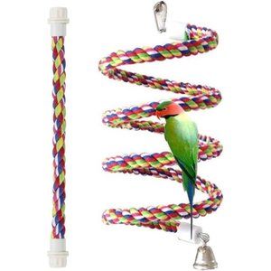 Bird Rope Perch Parakeet Toys, Spiral Bird Toy for Cockatiels, 43"&13.7"